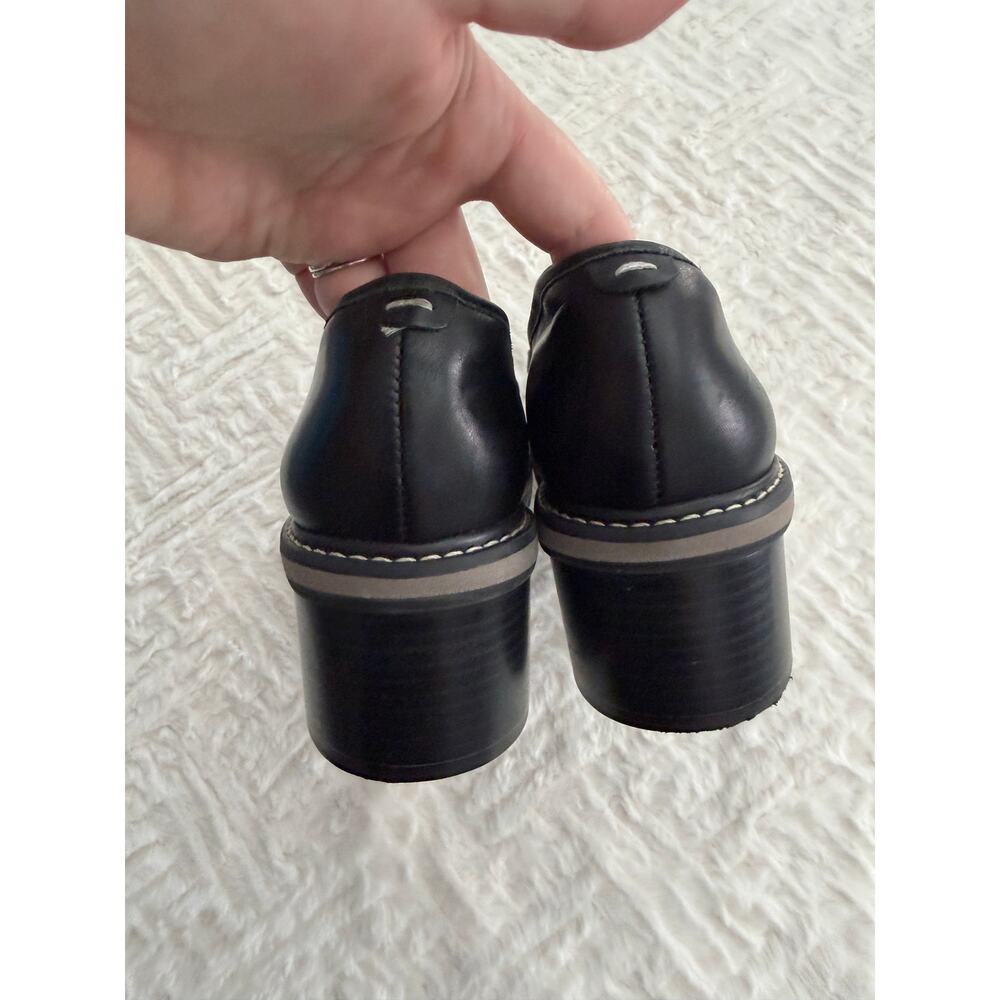 Bernardo Selma Black Leather Lug Sole Penny Loafers Chunky Stacked Heel Academia - Picture 6 of 7